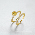 Attractive Cubic Zirconia Stone Gold Plated S925 Silver Proposal Double Rings